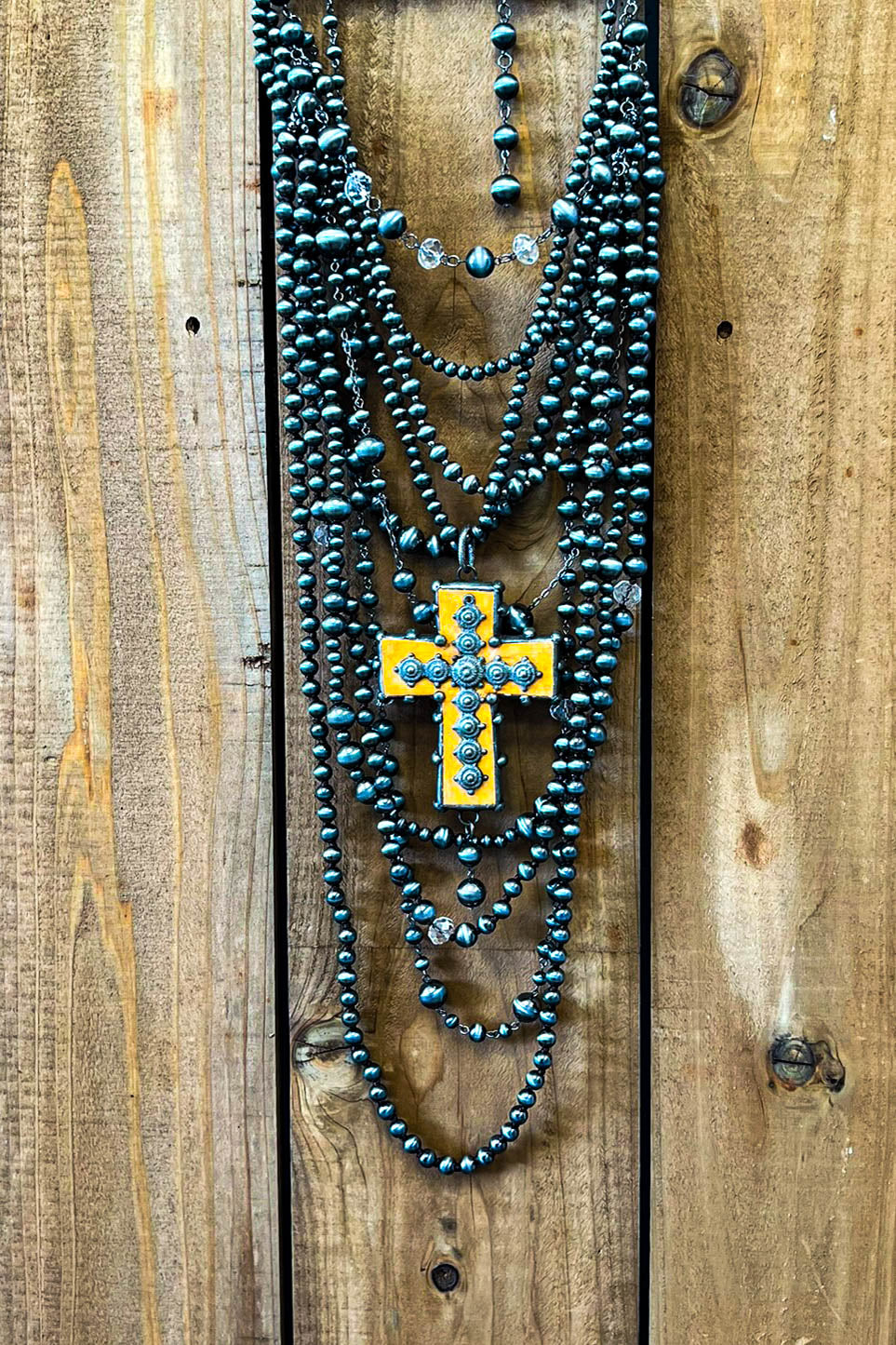 Layers of Love Natural Stone Cross Necklace