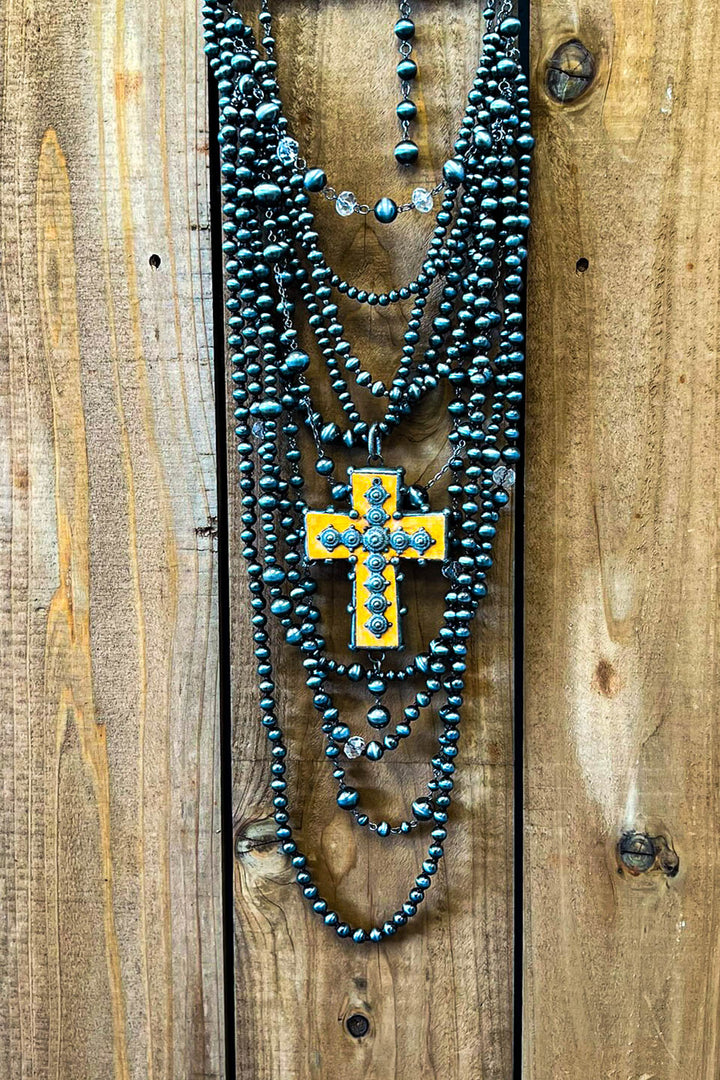 Layers of Love Natural Stone Cross Necklace