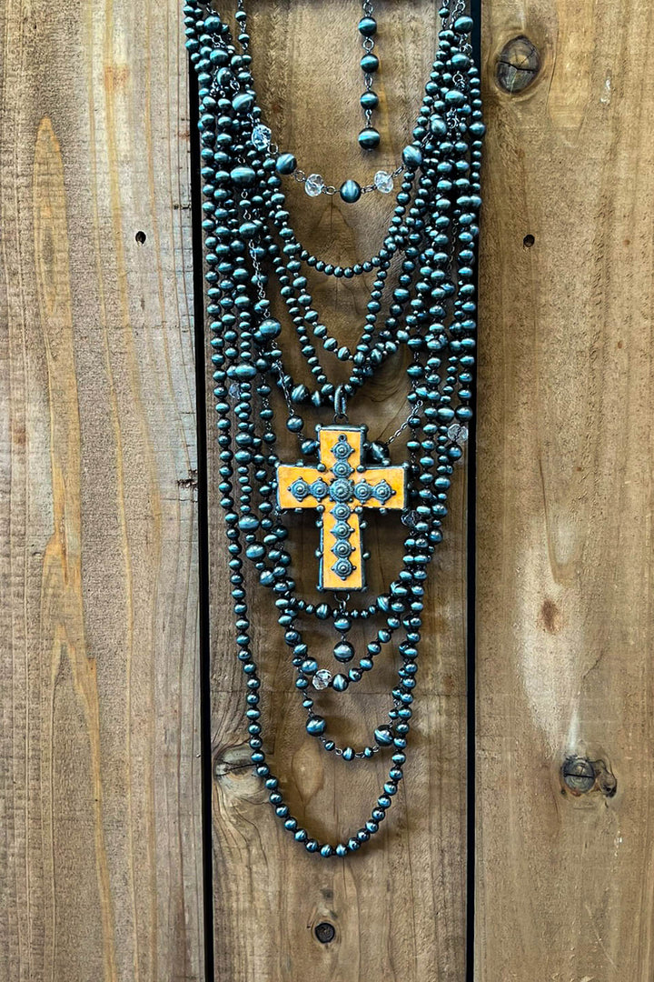 Layers of Love Natural Stone Cross Necklace