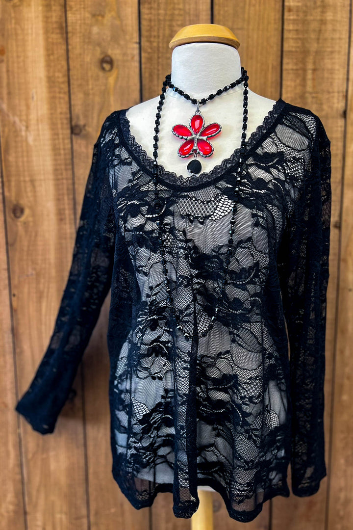 Sweet Vintage Essentials Lace Top - Black