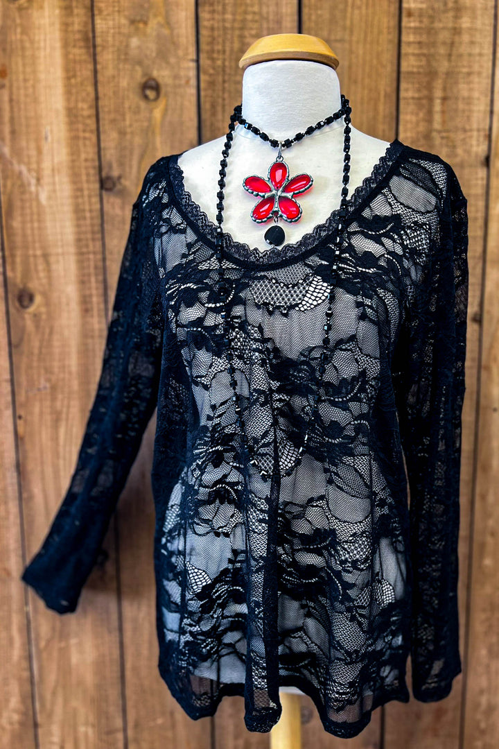 Sweet Vintage Essentials Lace Top - Black