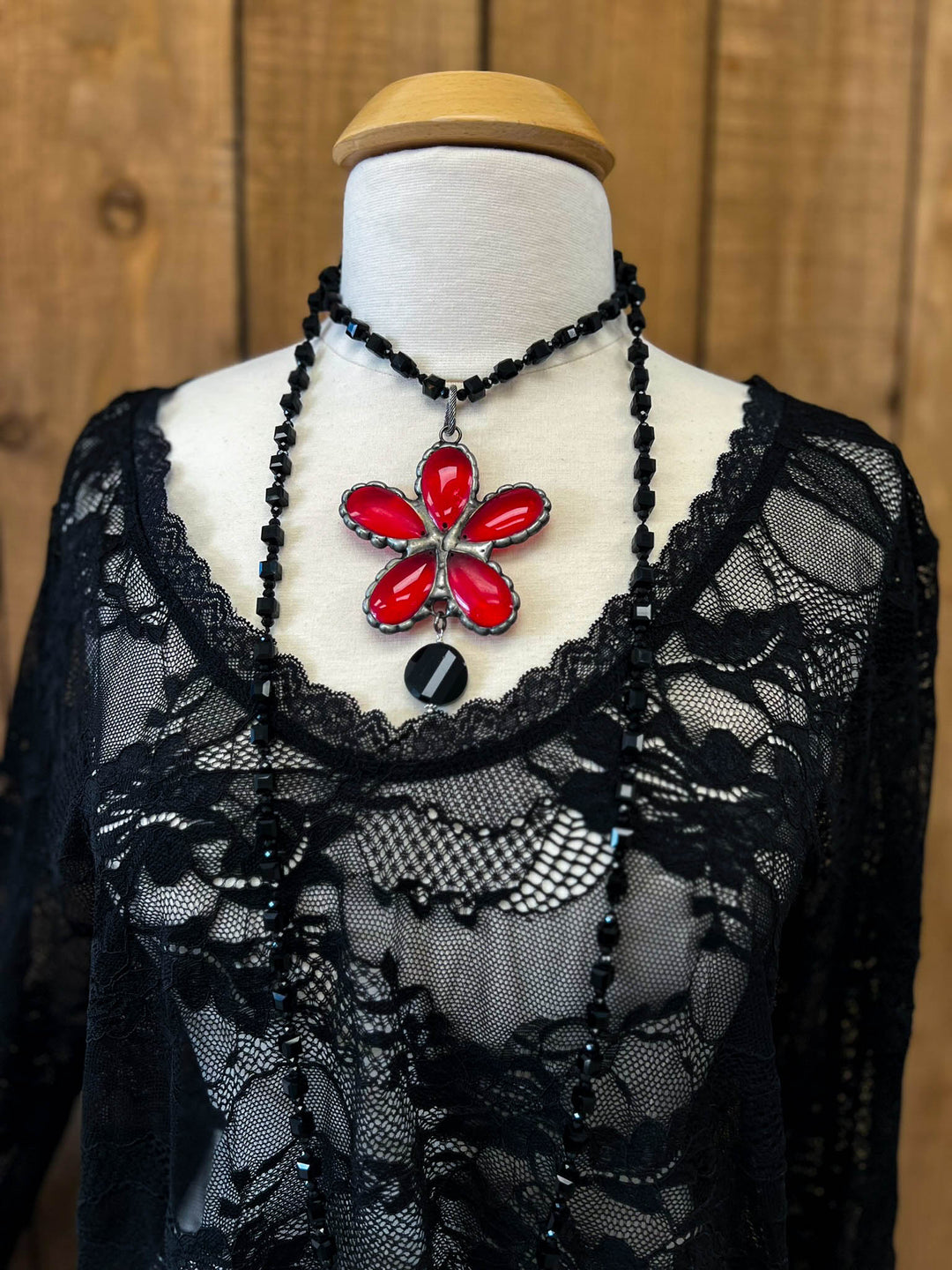 Made Beautiful Red Glass Vintage Necklace