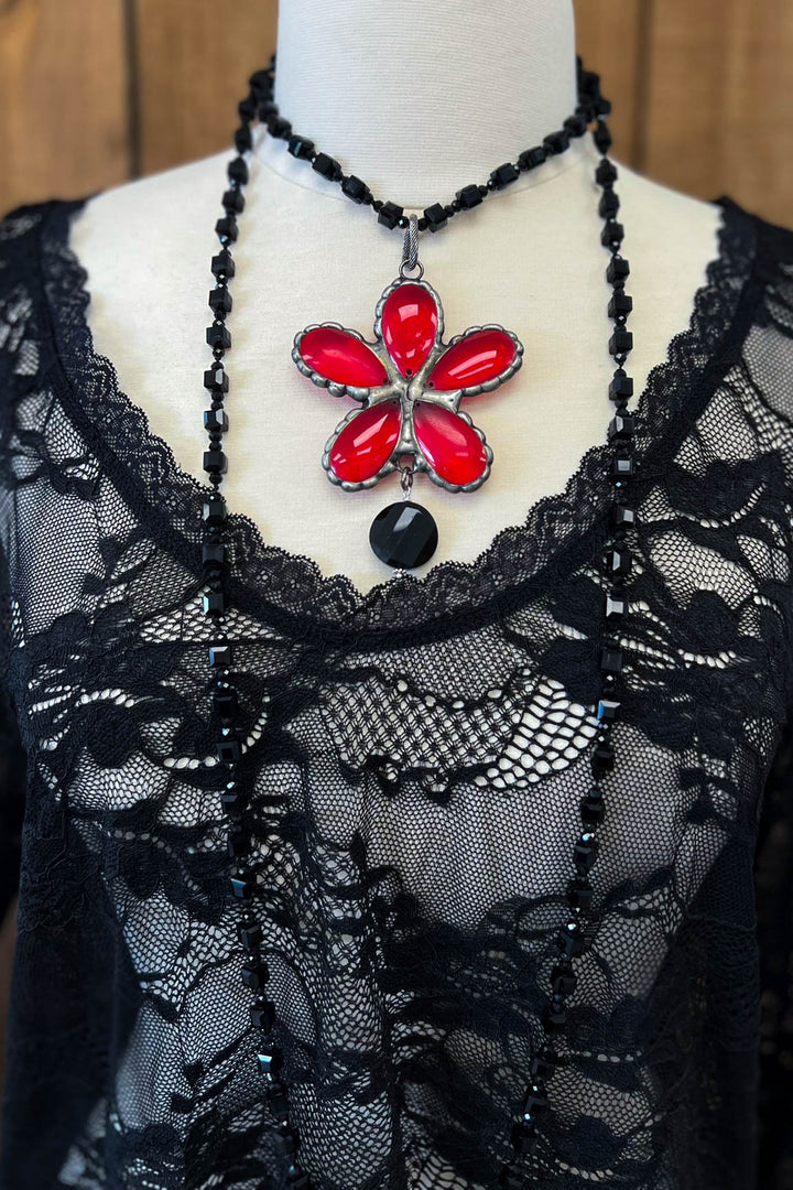 Made Beautiful Red Glass Vintage Necklace
