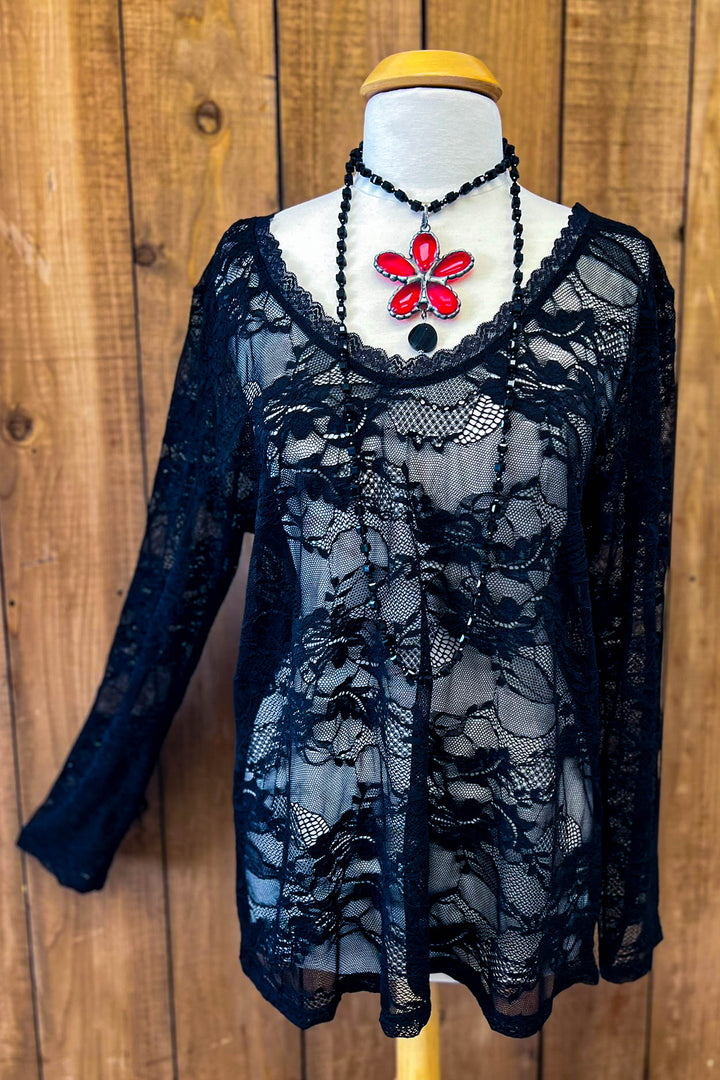 Sweet Vintage Essentials Lace Top - Black