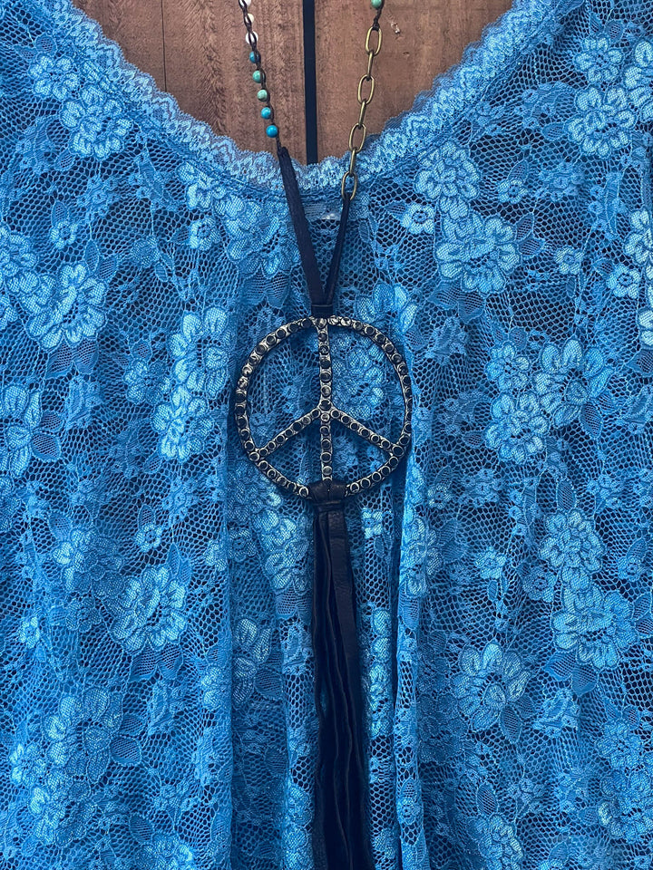 Sweet Vintage Essentials Lace Top - Blue