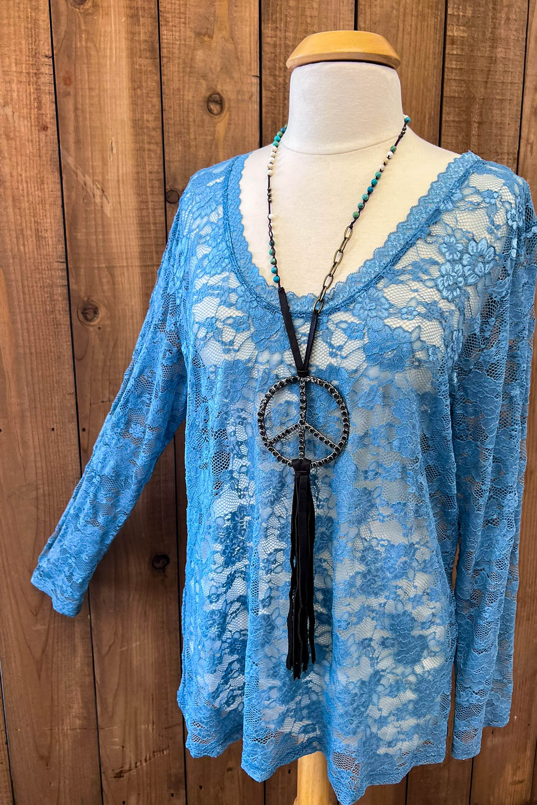 Sweet Vintage Essentials Lace Top - Blue