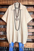 NATURAL BEAUTY LINEN KHAKI OVERSIZED TIMELESS SHIRT DRESS