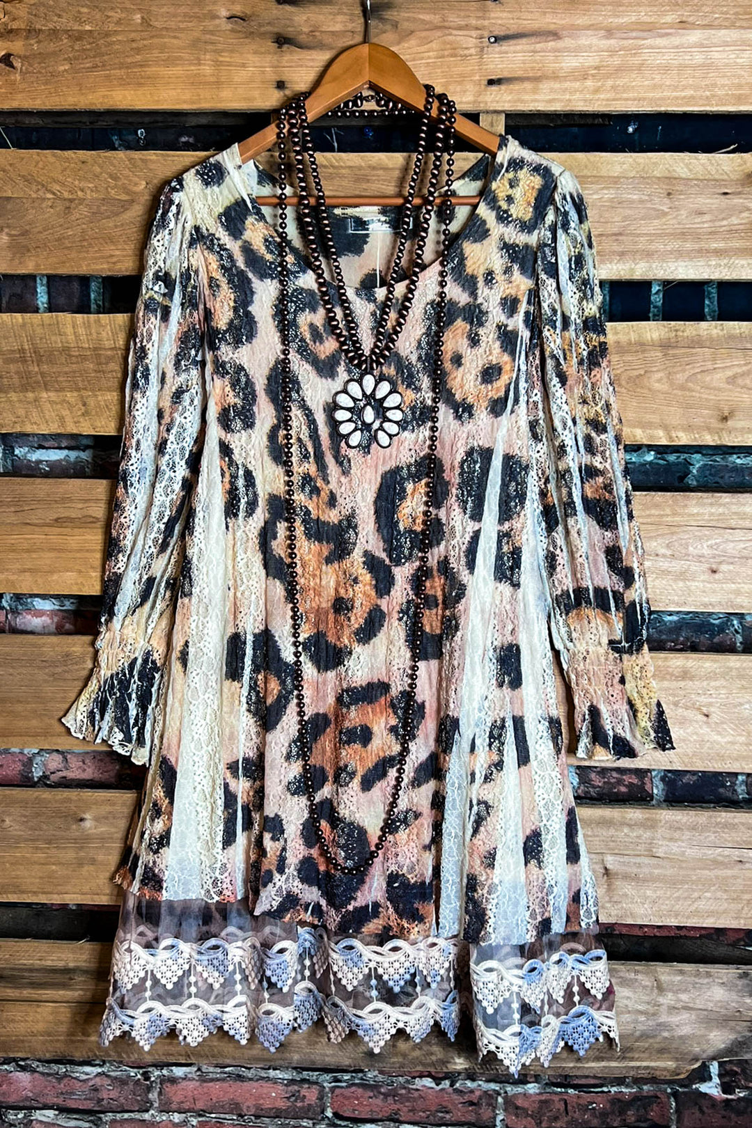UNFORGETTABLE CHARM FAB. LEOPARD LACE  DRESS TUNIC