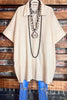 NATURAL BEAUTY LINEN KHAKI OVERSIZED TIMELESS SHIRT DRESS