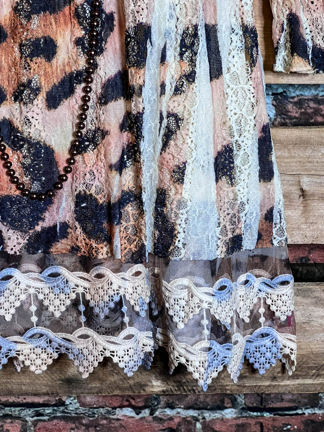 UNFORGETTABLE CHARM FAB. LEOPARD LACE  DRESS TUNIC