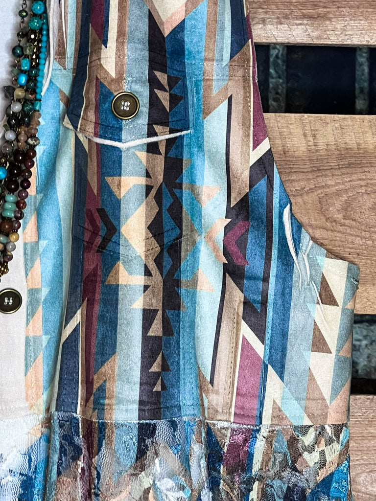 Nashville Diva Teal Lace and Suede Vest