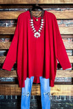 FOREVER PERFECTLY SIMPLE OVERSIZED T-TUNIC IN DARK RED