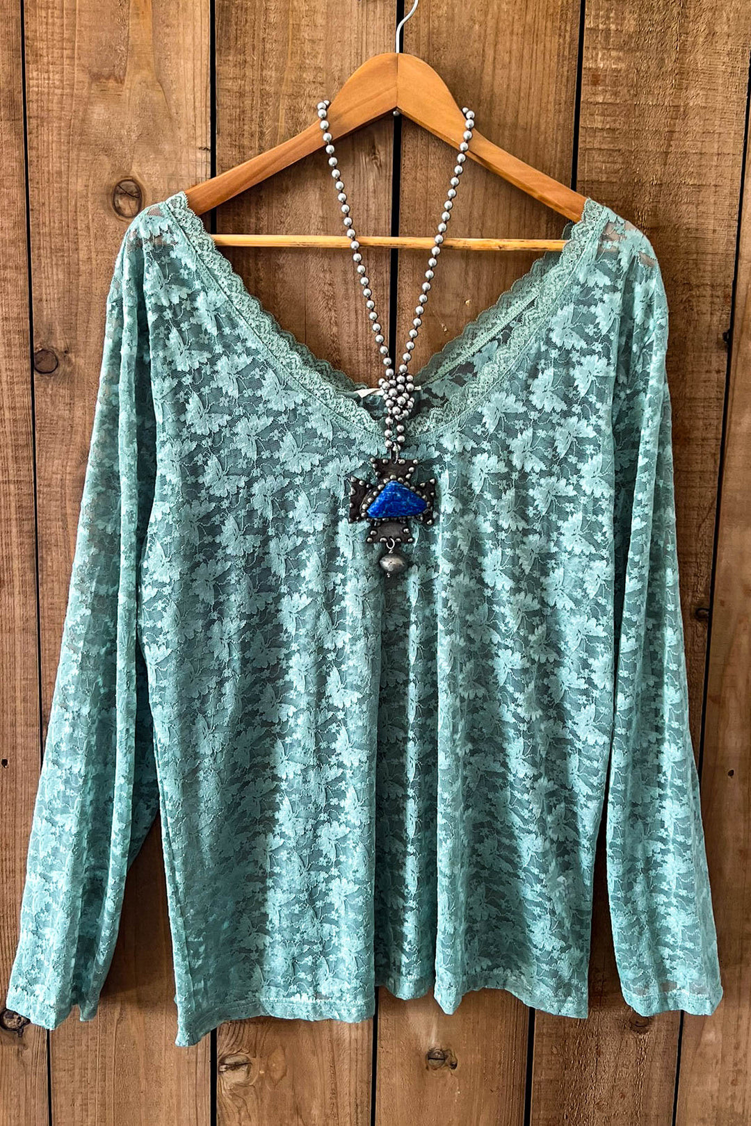 Sweet Vintage Essentials Lace Top - Sage