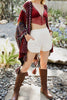 Authentic Beauty Crochet Kimono in Maroon and Multi-Color