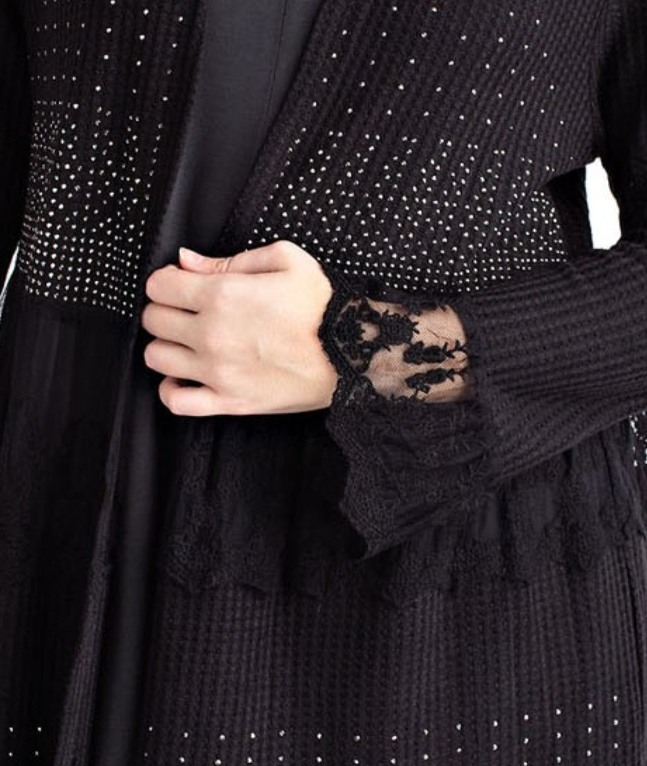 ANY EVENT STUNNING BLACK RHINESTONES EMBELLISHED CARDIGAN Life is Chic Boutique