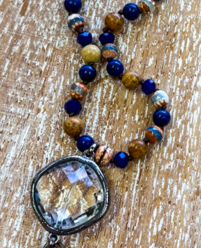 River of Dreams Navy Blue Natural Stone Necklace