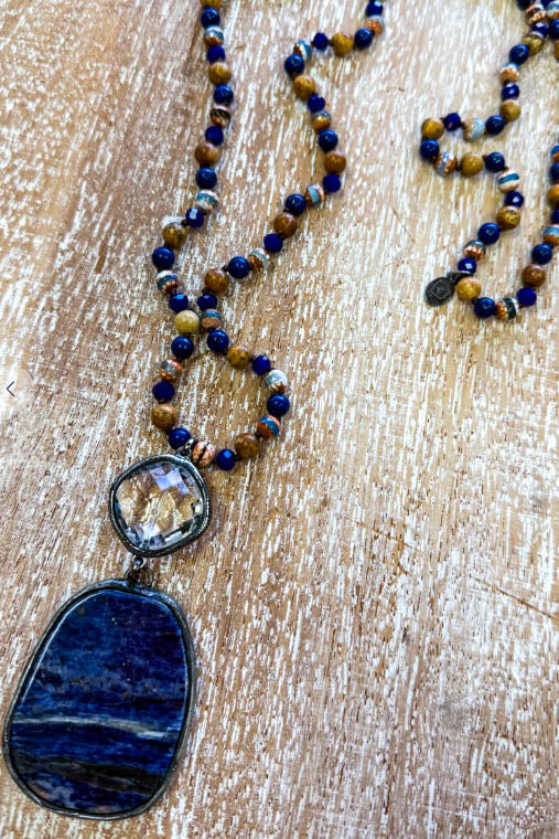 River of Dreams Navy Blue Natural Stone Necklace