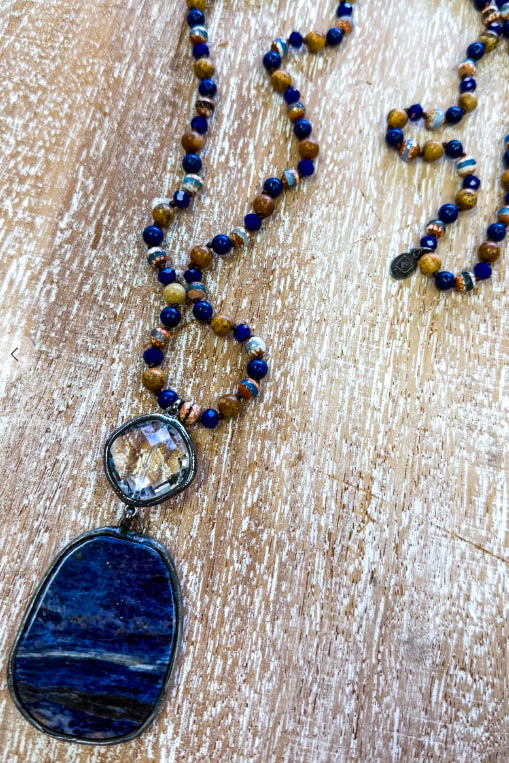 River of Dreams Navy Blue Natural Stone Necklace
