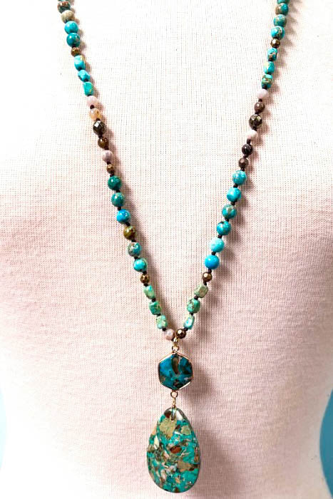 Bali Dream Sea Blue & Green Turquoise Natural Stone Necklace