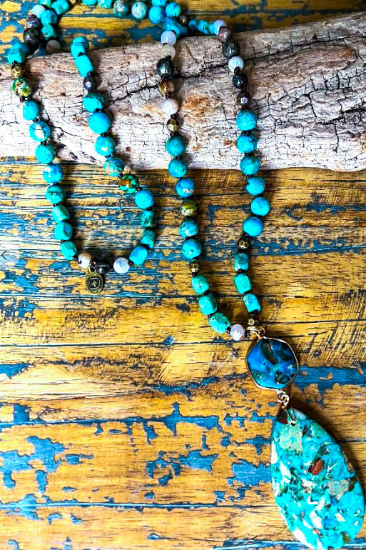 Bali Dream Sea Blue & Green Turquoise Natural Stone Necklace