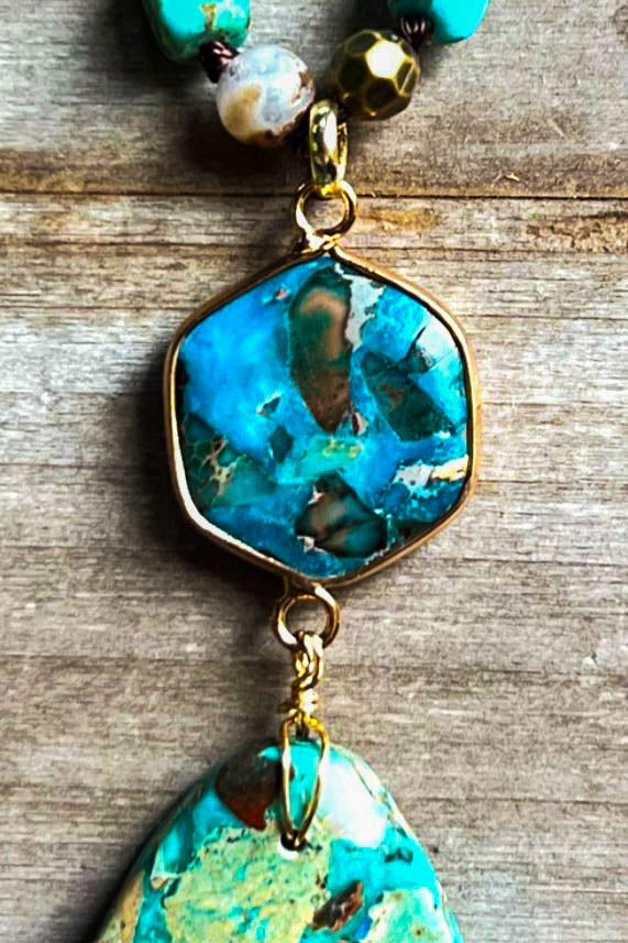 Bali Dream Sea Blue & Green Turquoise Natural Stone Necklace