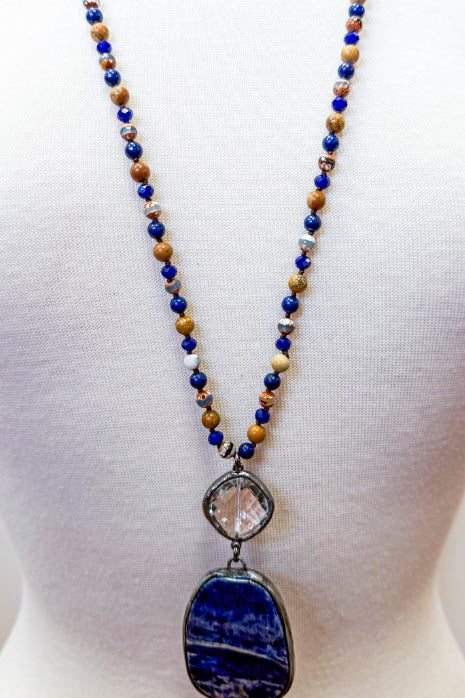 River of Dreams Navy Blue Natural Stone Necklace