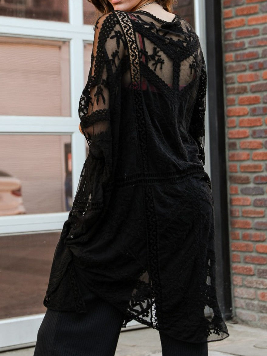 You're My Dream Lace Black Duster Kimono