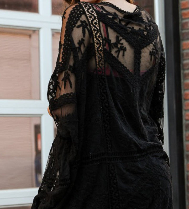 You're My Dream Lace Black Duster Kimono