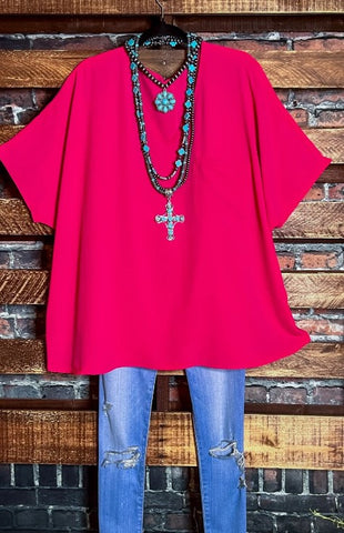 LACE LAYERING BASIC TOP IN HOT PINK