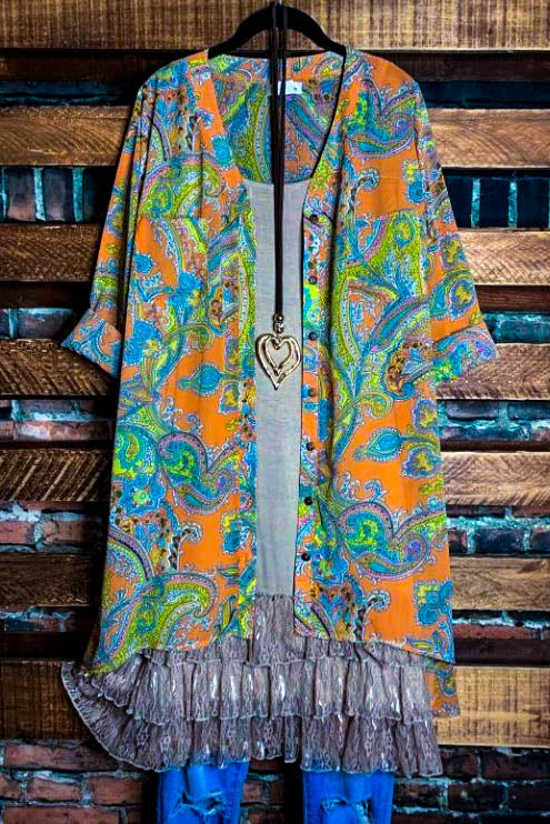 Bring You Joy Paisley Long Shirt Dress in Multi-Color