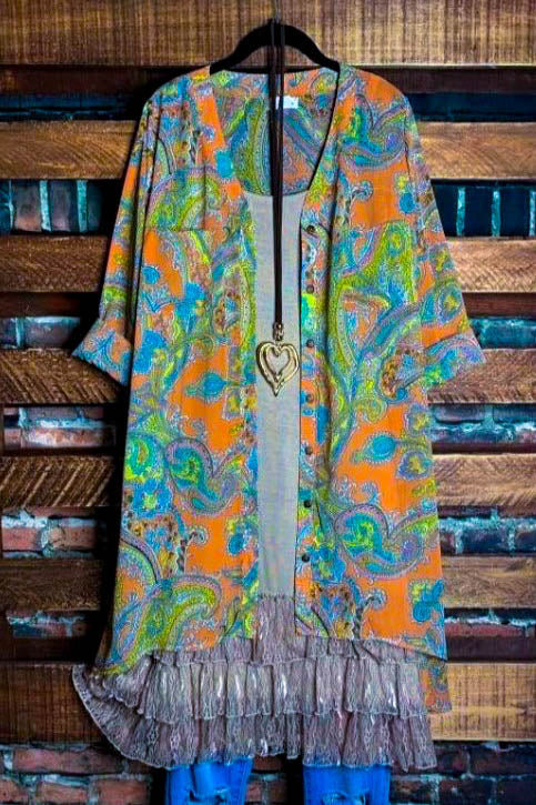Bring You Joy Paisley Long Shirt Dress in Multi-Color