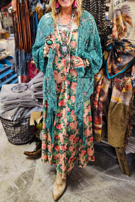 Piece of My Heart Turquoise Boho Crochet Jacket Throwover – Life is Chic Boutique