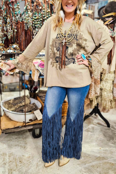 Western Beauty Linen & Lace Tunic