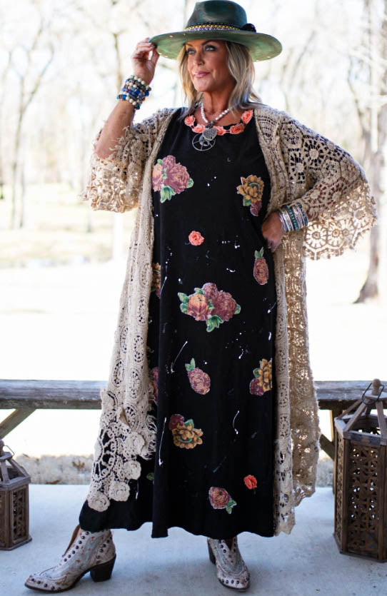 Crochet Garden Maxi Jacket Duster - 100% Cotton - Made in USA