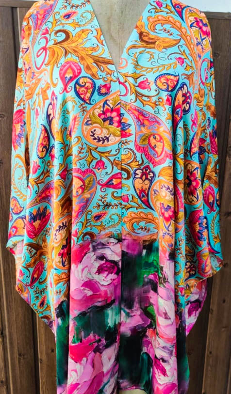 Colorful Gardens Kimono Throwover