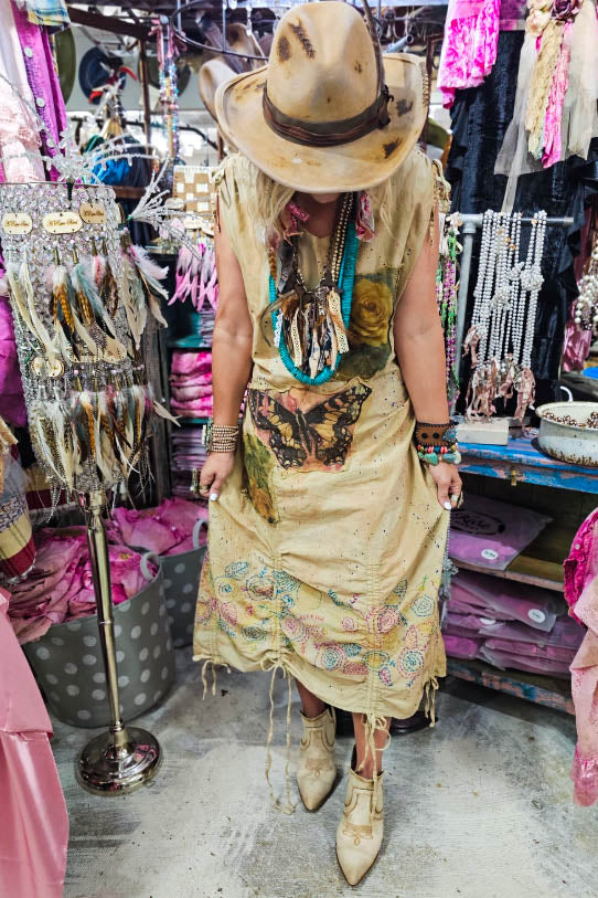 The Journey Begins Butterfly Patchwork Maxi Dress - Made in USA