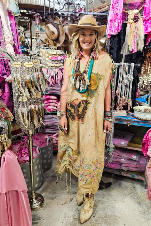 The Journey Begins Butterfly Patchwork Maxi Dress - Made in USA
