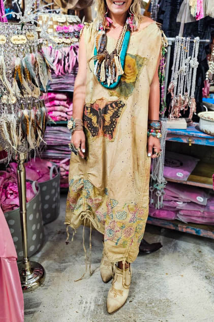 The Journey Begins Butterfly Patchwork Maxi Dress - Made in USA