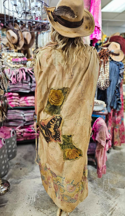 The Journey Begins Butterfly Patchwork Maxi Dress - Made in USA