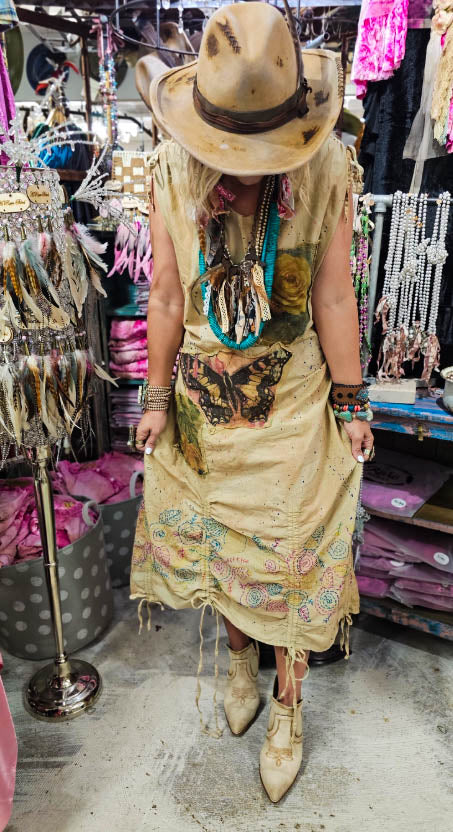 The Journey Begins Butterfly Patchwork Maxi Dress - Made in USA