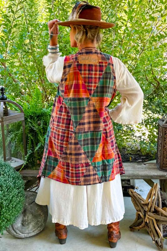 Patchwork Rustic Canyon Plaid Vest - 100% Cotton - Made in USA