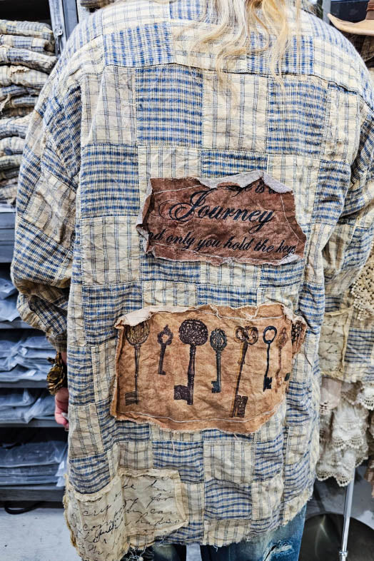 Good to Be Here Crochet & Plaid Patchwork Jacket -100% Cotton