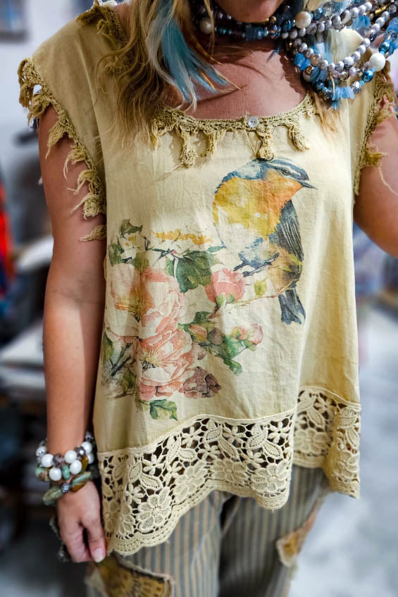 Fly Free Robin Vintage Top - 100% Cotton