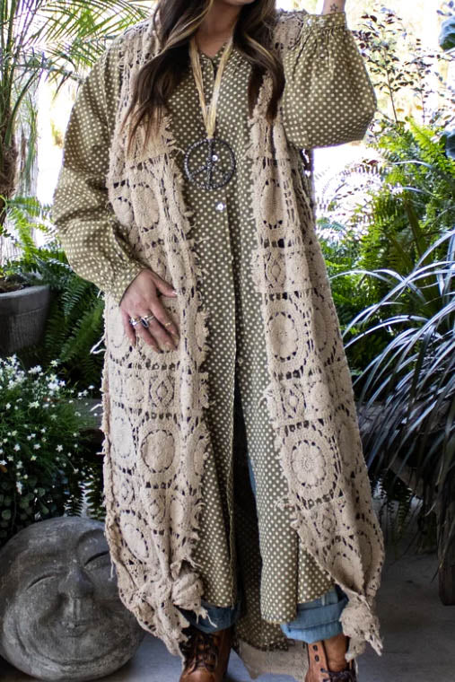 Crochet Forever Timeless Maxi Vest Duster - 100% Cotton - Made in USA