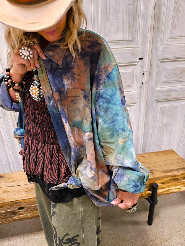 Boho Tie Storm Chaser Oversized Shirt Jacket - 100% Cotton