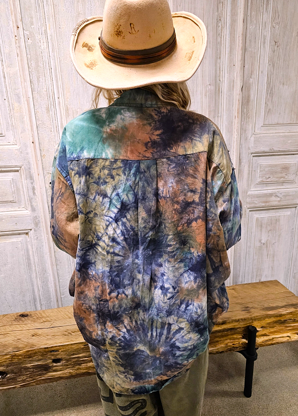 Boho Tie Storm Chaser Oversized Shirt Jacket - 100% Cotton