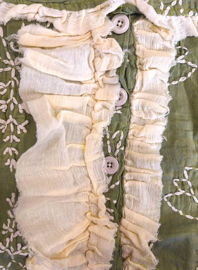 Always in My Dreams Green Embroidery Ruffle Vest