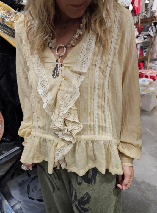 Stolen Kisses Top Gauze Vintage  - Champagne