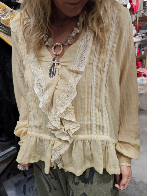 Stolen Kisses Top Gauze Vintage  - Champagne