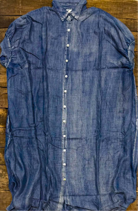 Blue Skies Ahead Chambray 100% Cotton Dress Long Tunic Oversized